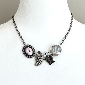 Silver Metal Necklace with Unique Charms